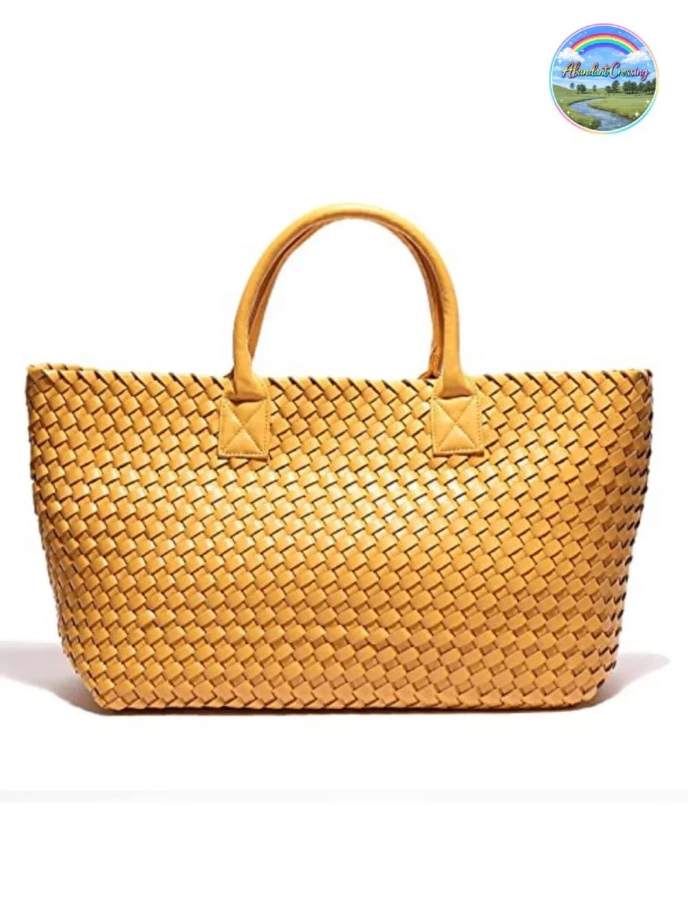 Vegan Leather Woven Tote Bag Large Capacity Shoulder Handbag Travel Shopper